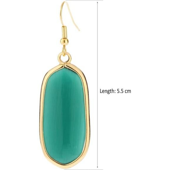 Natural Crystal Stone Dangle Earrings Gold Plated Drop Earrings for Women Gift - Picture 6 of 8